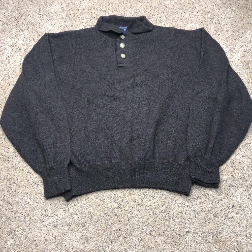 Faconnable Sweater Adult Small Gray Pullover Wool Button Up Formal Collared Mens